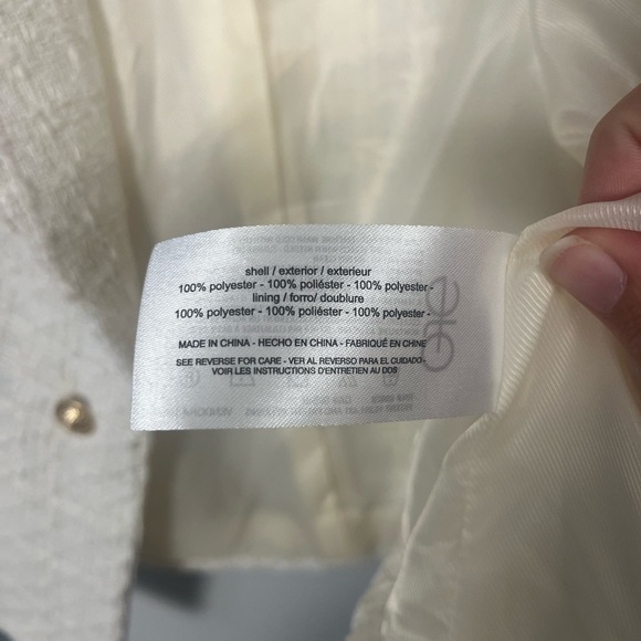 Sam Edelman Cheryl Open Front Crop Blazer in arctic wolf cream gold size XL - Picture 7 of 10